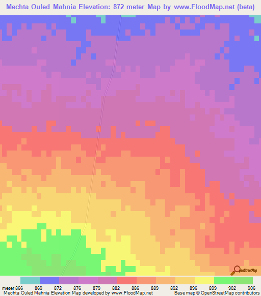 Mechta Ouled Mahnia,Algeria Elevation Map