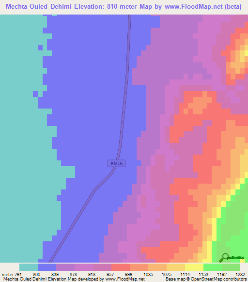 Mechta Ouled Dehimi,Algeria Elevation Map