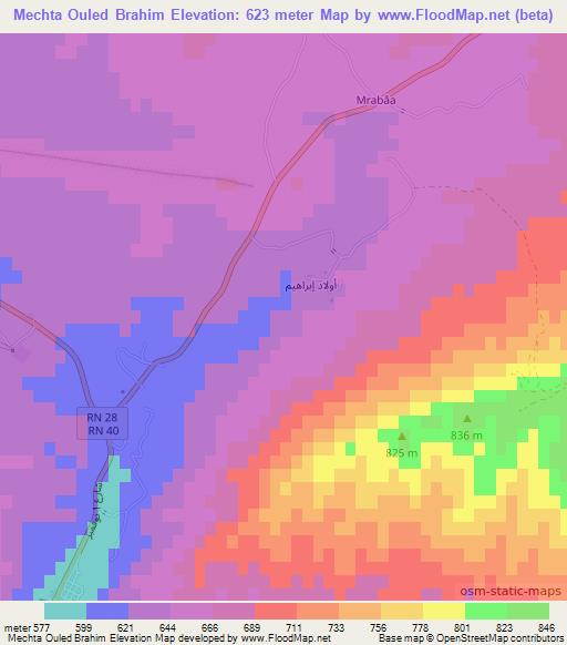 Mechta Ouled Brahim,Algeria Elevation Map