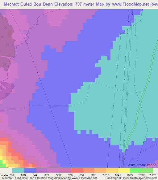 Mechtat Ouled Bou Denn,Algeria Elevation Map