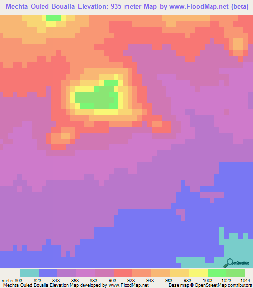 Mechta Ouled Bouaila,Algeria Elevation Map