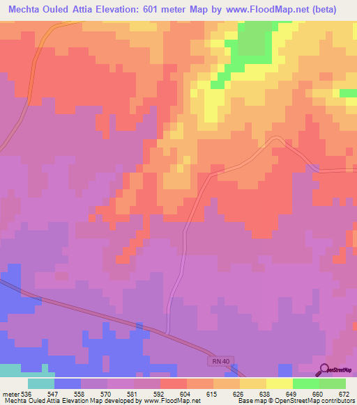 Mechta Ouled Attia,Algeria Elevation Map