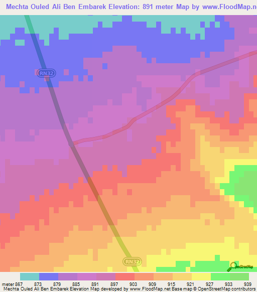 Mechta Ouled Ali Ben Embarek,Algeria Elevation Map