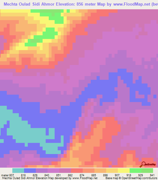 Mechta Oulad Sidi Ahmor,Algeria Elevation Map