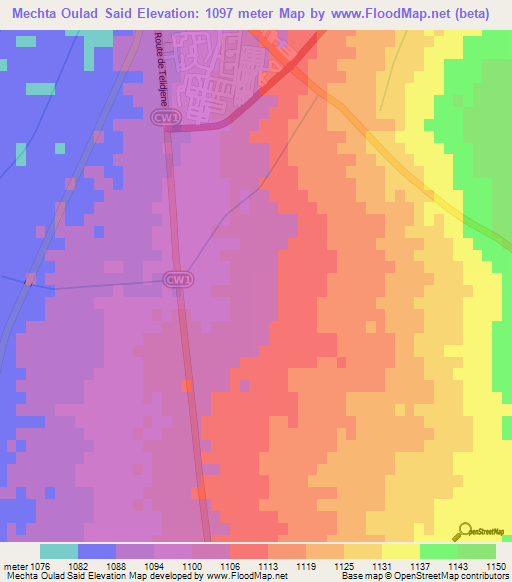 Mechta Oulad Said,Algeria Elevation Map