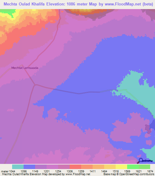 Mechta Oulad Khalifa,Algeria Elevation Map