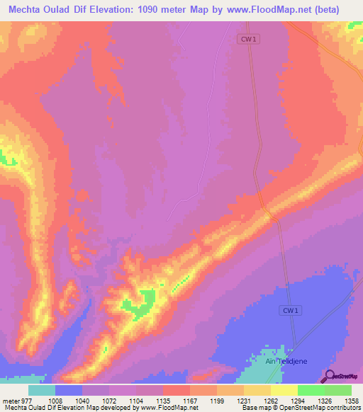Mechta Oulad Dif,Algeria Elevation Map