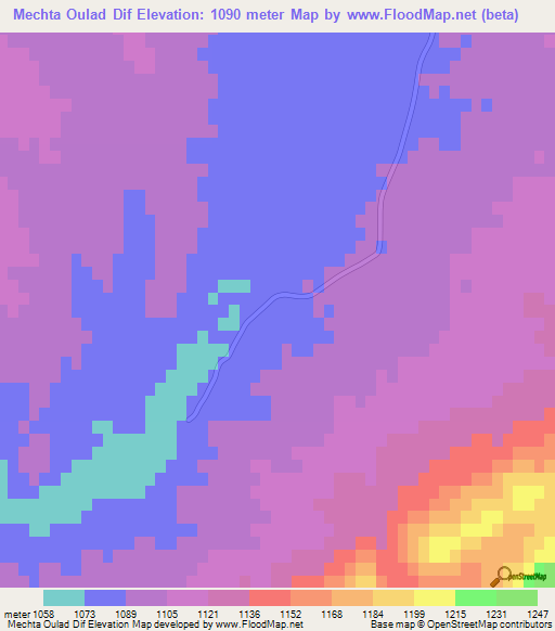 Mechta Oulad Dif,Algeria Elevation Map