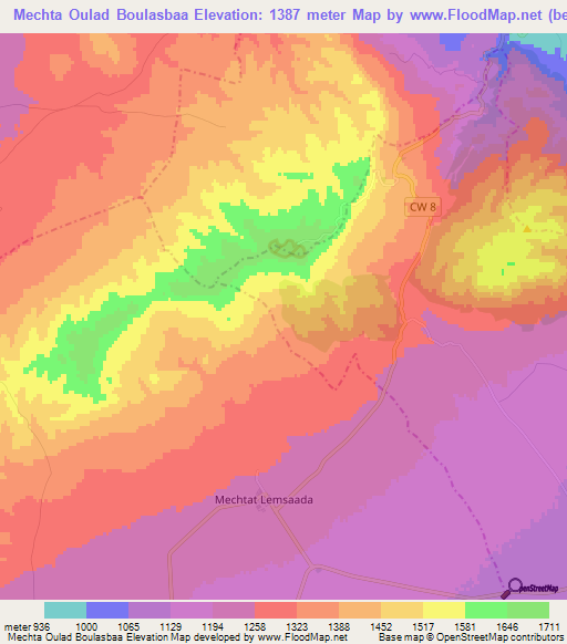 Mechta Oulad Boulasbaa,Algeria Elevation Map