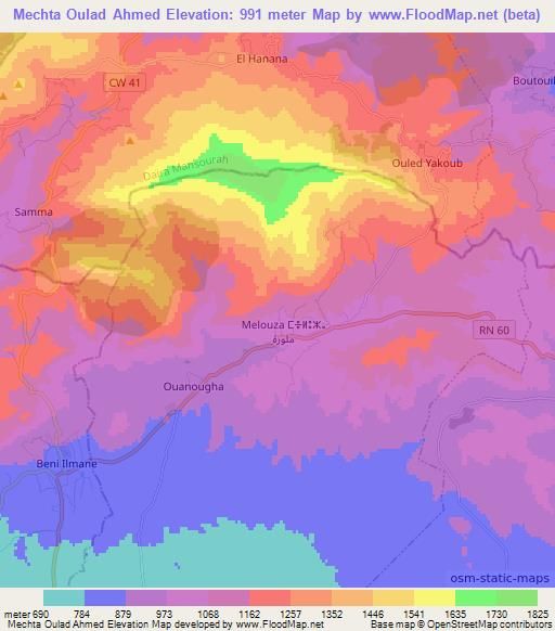 Mechta Oulad Ahmed,Algeria Elevation Map