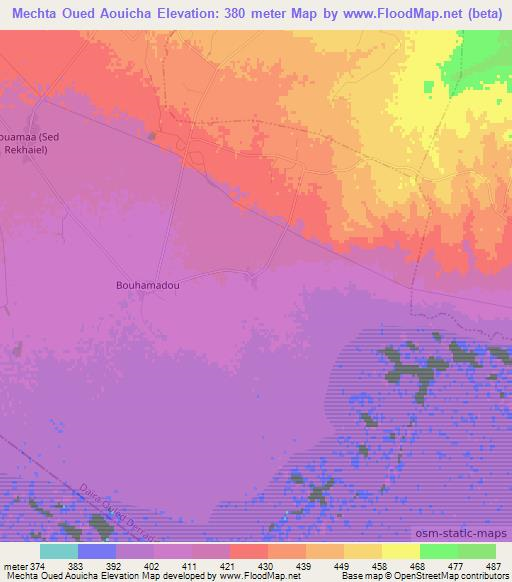 Mechta Oued Aouicha,Algeria Elevation Map