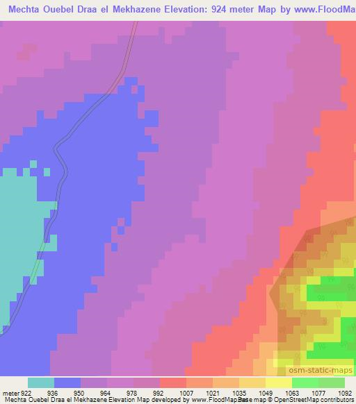 Mechta Ouebel Draa el Mekhazene,Algeria Elevation Map
