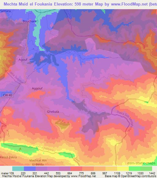 Mechta Msid el Foukania,Algeria Elevation Map