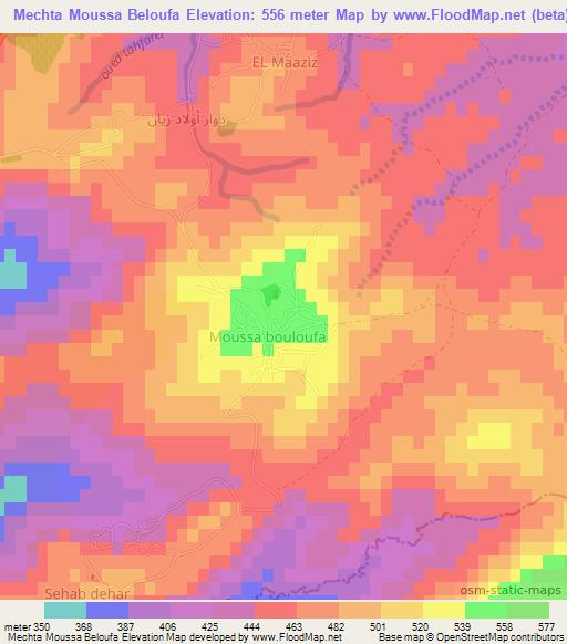 Mechta Moussa Beloufa,Algeria Elevation Map