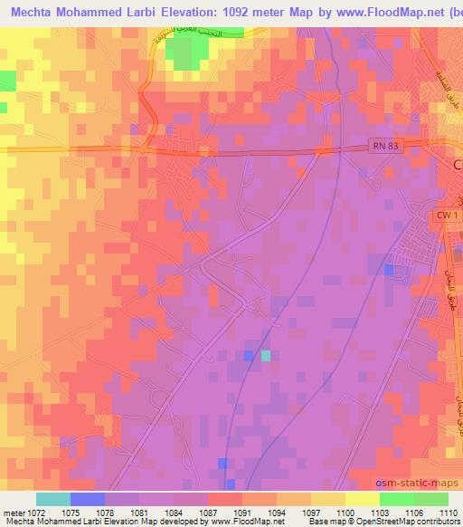 Mechta Mohammed Larbi,Algeria Elevation Map