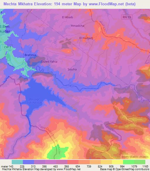 Mechta Mkhatra,Algeria Elevation Map