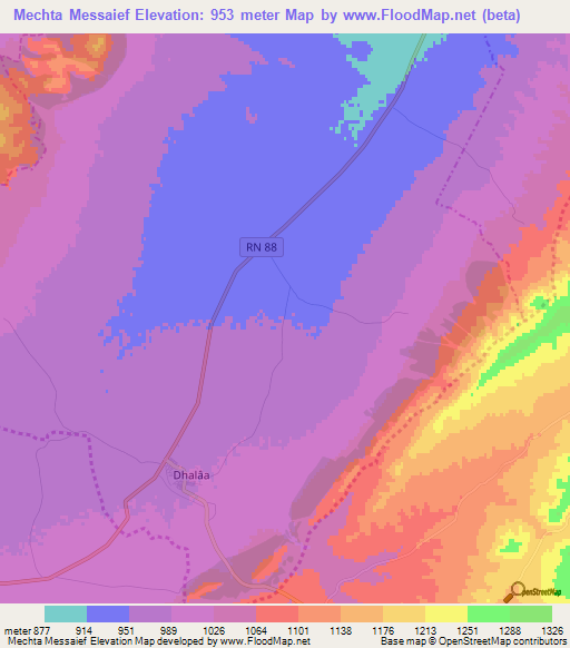 Mechta Messaief,Algeria Elevation Map