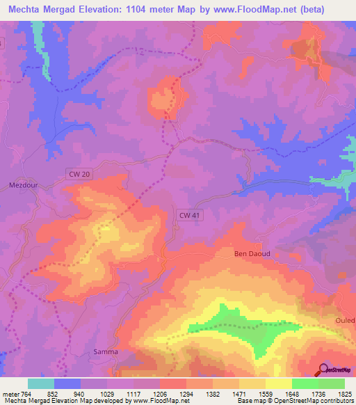 Mechta Mergad,Algeria Elevation Map