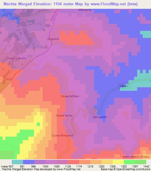 Mechta Mergad,Algeria Elevation Map