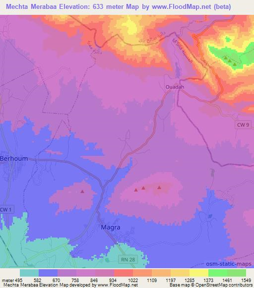 Mechta Merabaa,Algeria Elevation Map