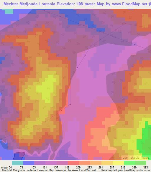 Mechtat Medjouda Loutania,Algeria Elevation Map