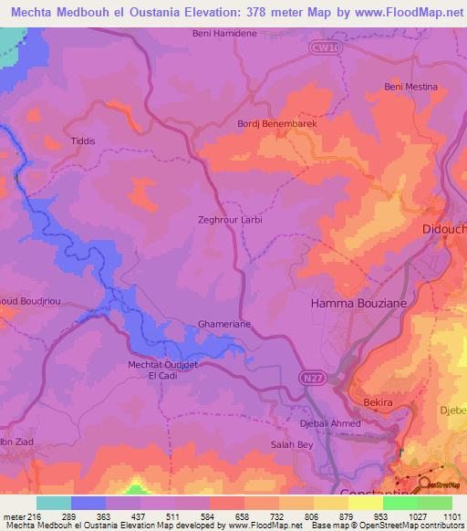 Mechta Medbouh el Oustania,Algeria Elevation Map