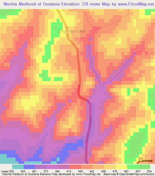 Mechta Medbouh el Oustania,Algeria Elevation Map