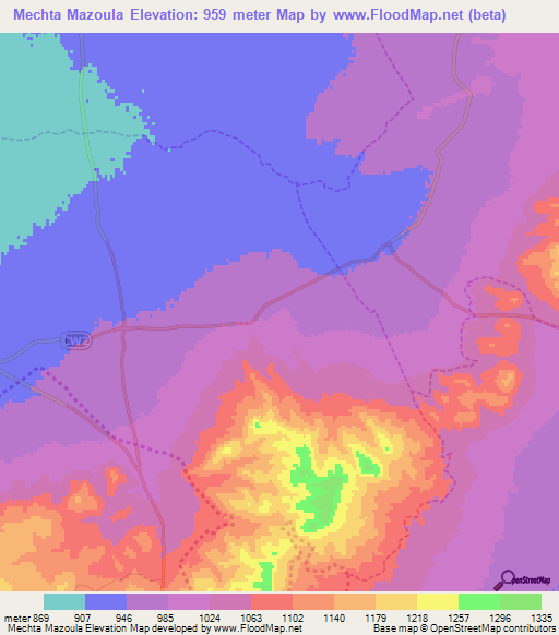 Mechta Mazoula,Algeria Elevation Map