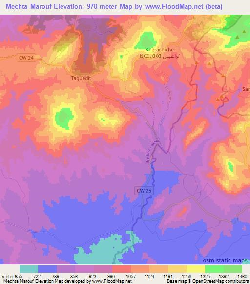 Mechta Marouf,Algeria Elevation Map