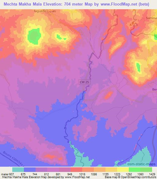 Mechta Makha Mala,Algeria Elevation Map
