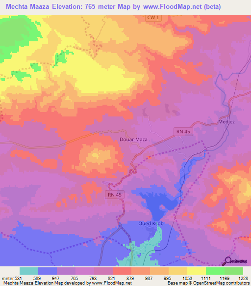 Mechta Maaza,Algeria Elevation Map