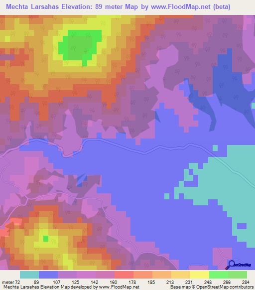 Mechta Larsahas,Algeria Elevation Map