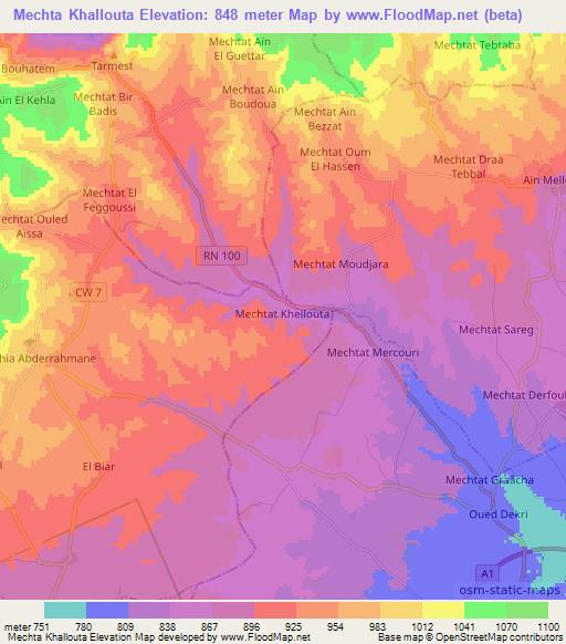 Mechta Khallouta,Algeria Elevation Map