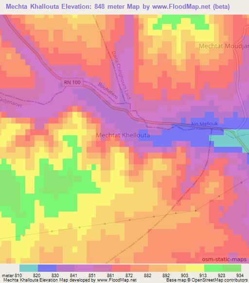 Mechta Khallouta,Algeria Elevation Map