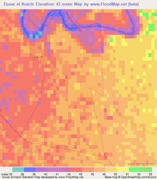 Douar el Kraich,Algeria Elevation Map