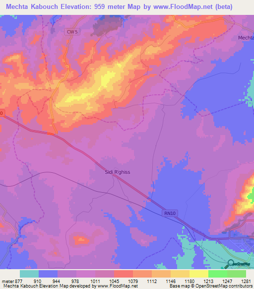 Mechta Kabouch,Algeria Elevation Map