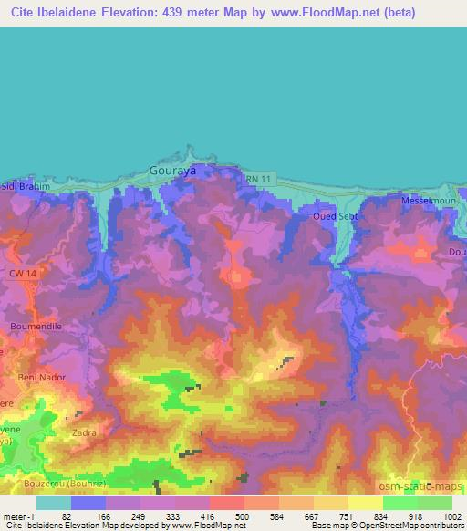 Cite Ibelaidene,Algeria Elevation Map