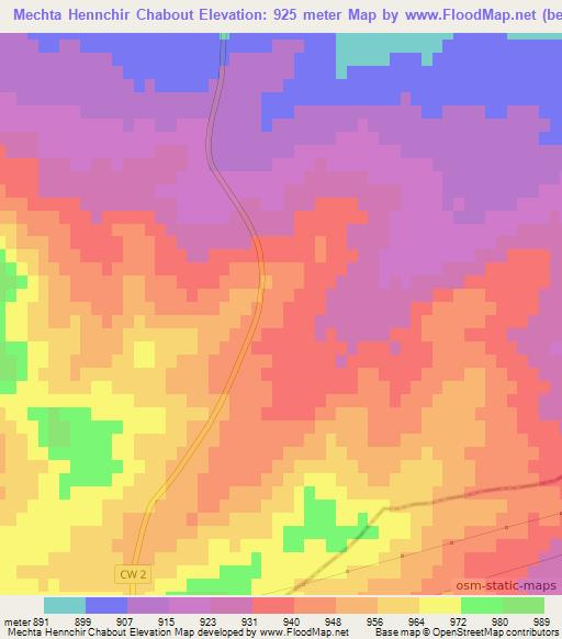 Mechta Hennchir Chabout,Algeria Elevation Map