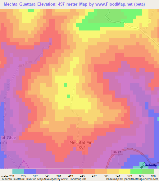 Mechta Guettara,Algeria Elevation Map