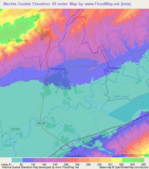 Mechta Guettai,Algeria Elevation Map