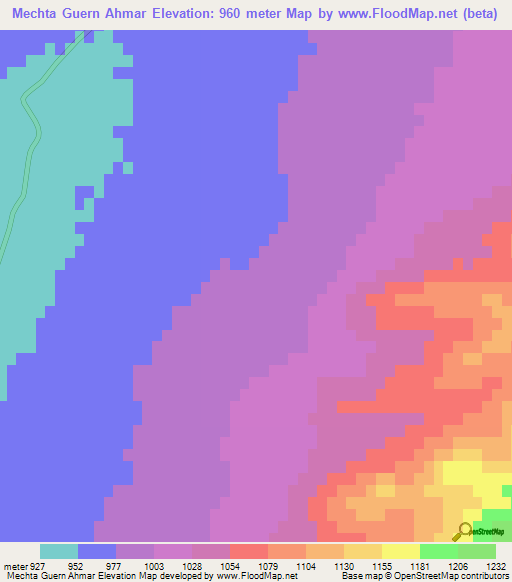 Mechta Guern Ahmar,Algeria Elevation Map