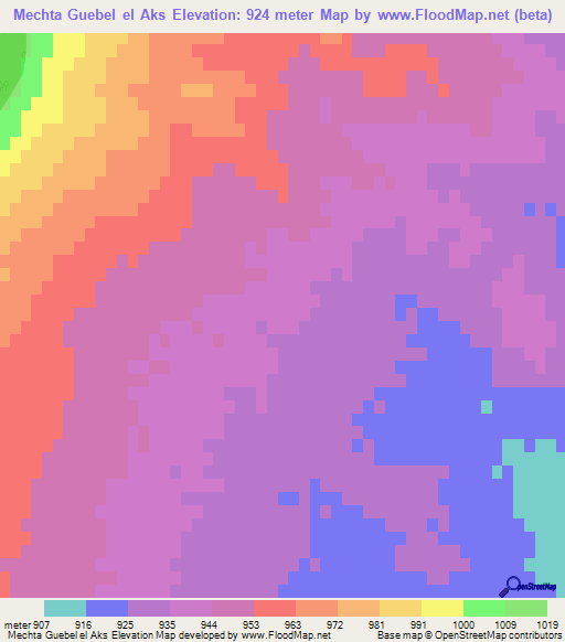 Mechta Guebel el Aks,Algeria Elevation Map