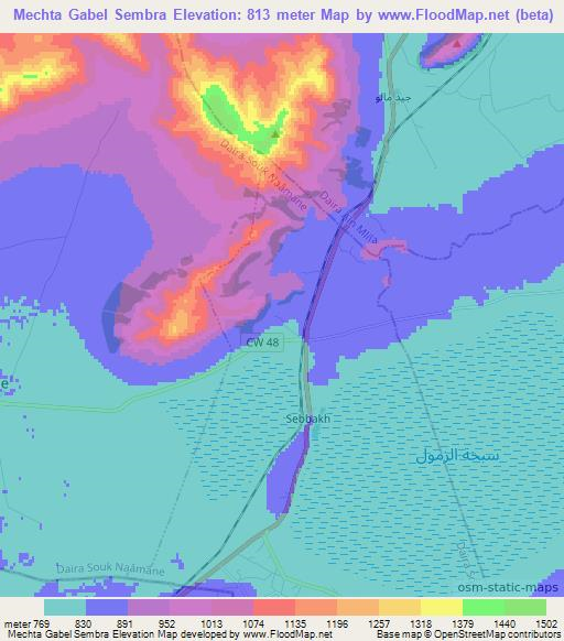 Mechta Gabel Sembra,Algeria Elevation Map