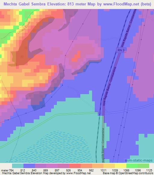 Mechta Gabel Sembra,Algeria Elevation Map
