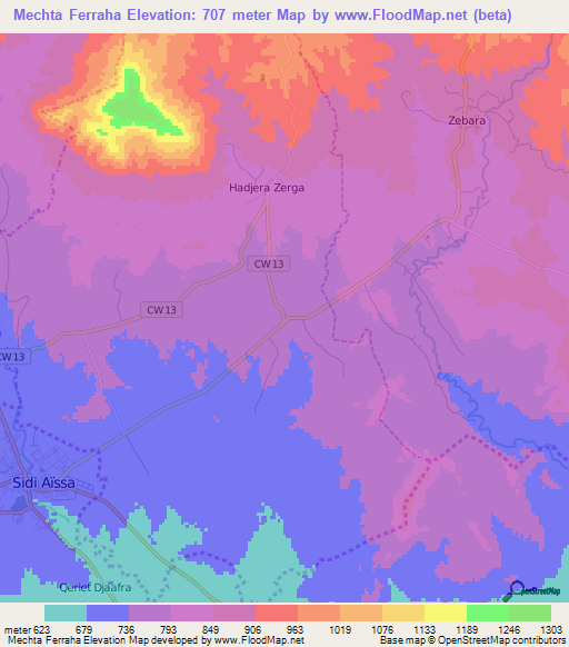 Mechta Ferraha,Algeria Elevation Map