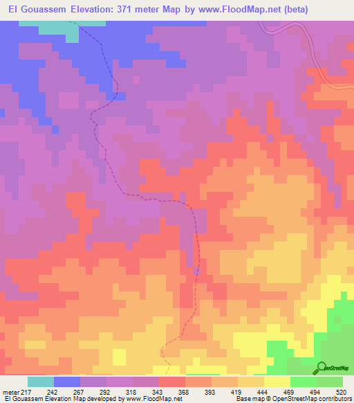 El Gouassem,Algeria Elevation Map