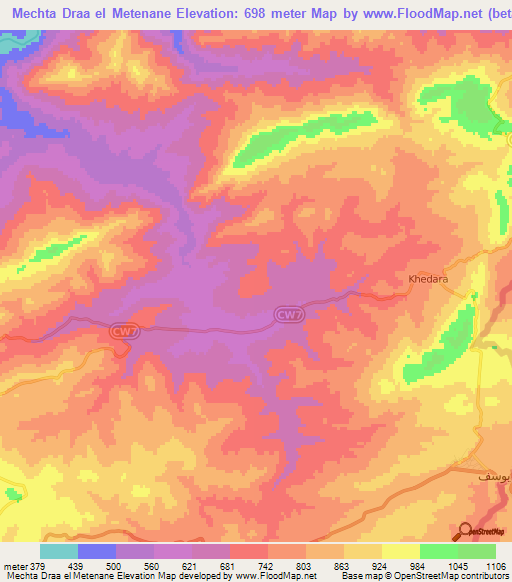 Mechta Draa el Metenane,Algeria Elevation Map