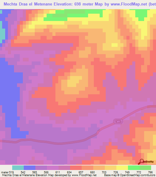 Mechta Draa el Metenane,Algeria Elevation Map