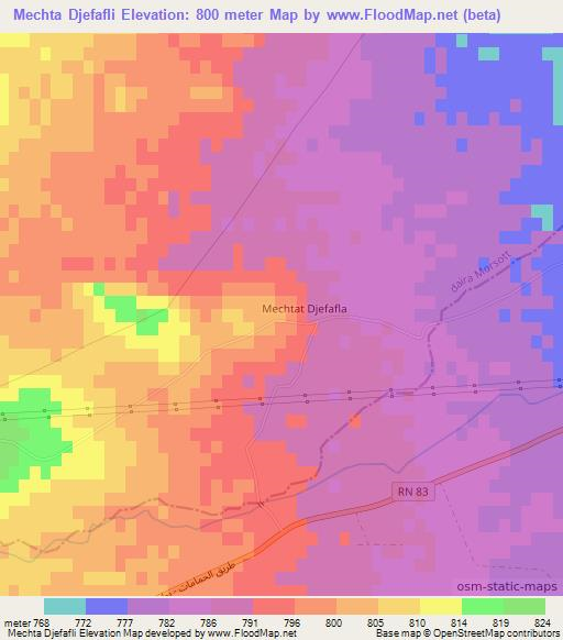 Mechta Djefafli,Algeria Elevation Map