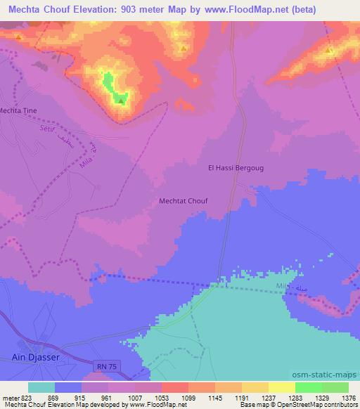 Mechta Chouf,Algeria Elevation Map